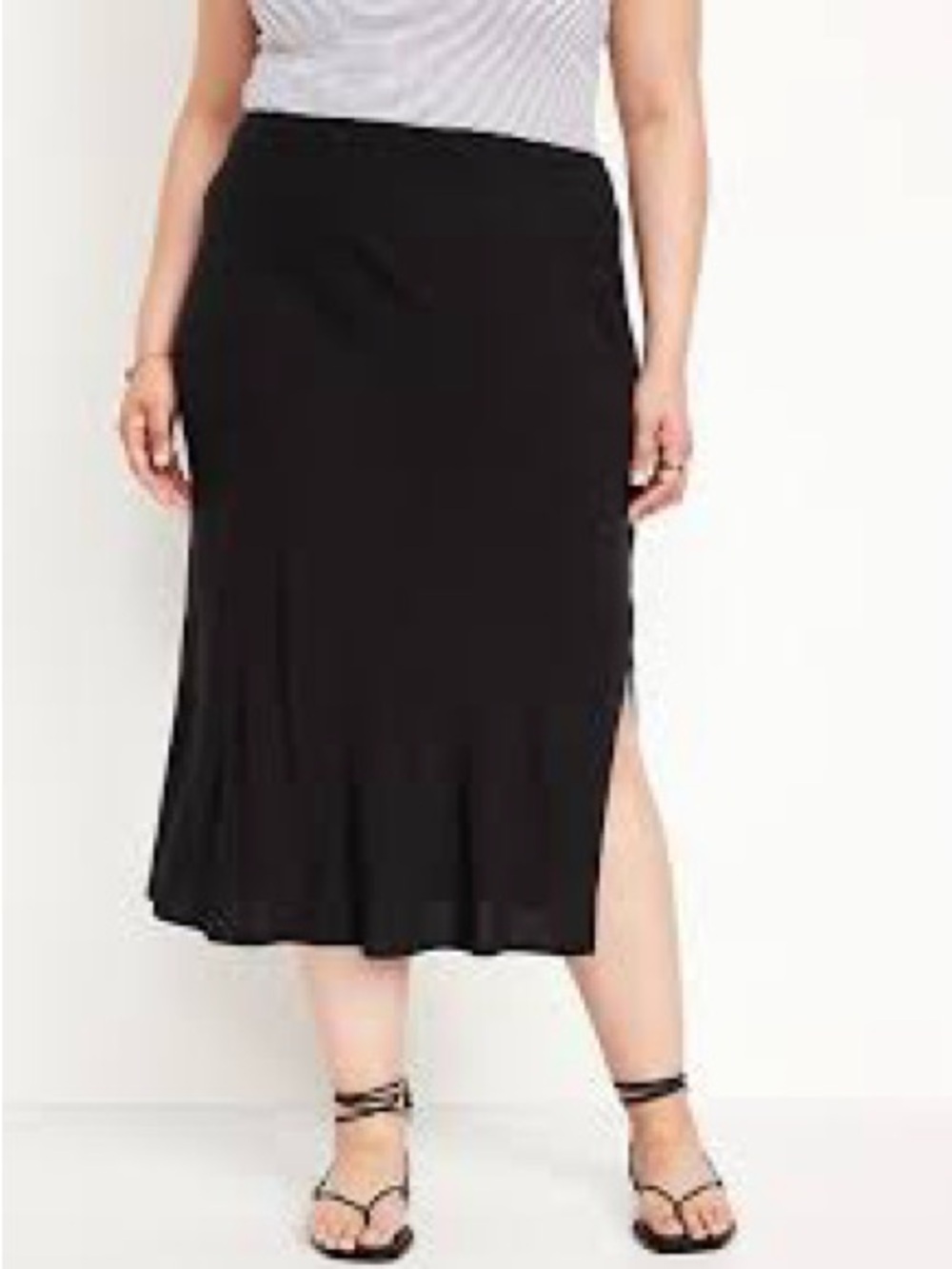 High-Waisted Midi Slip Skirt - Large